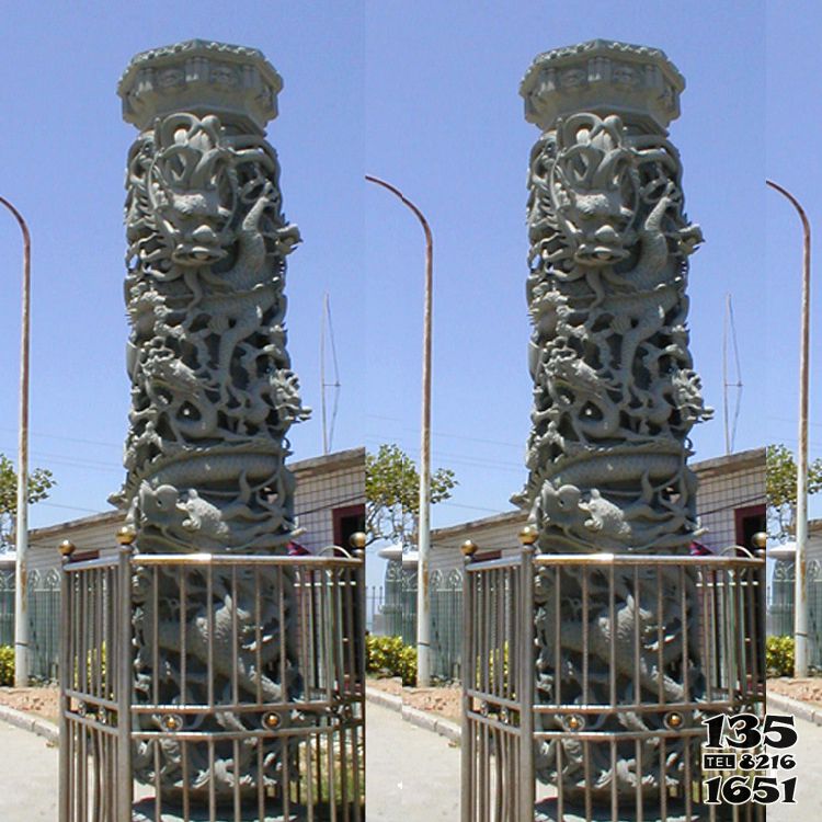 龍柱雕塑-景區景觀大理青石鏤空雕刻龍柱雕塑 龍柱雕塑-景區景觀大理青石鏤空雕刻龍柱雕塑高清圖片