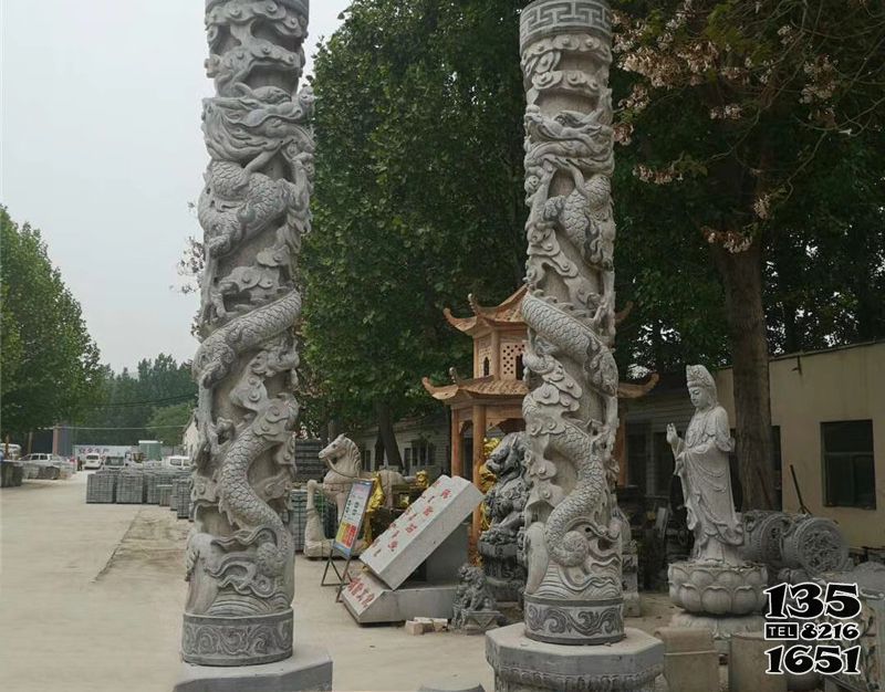 龍柱雕塑-寺廟門前裝飾石雕龍柱雕刻 龍柱雕塑-寺廟門前裝飾石雕龍柱雕刻高清圖片