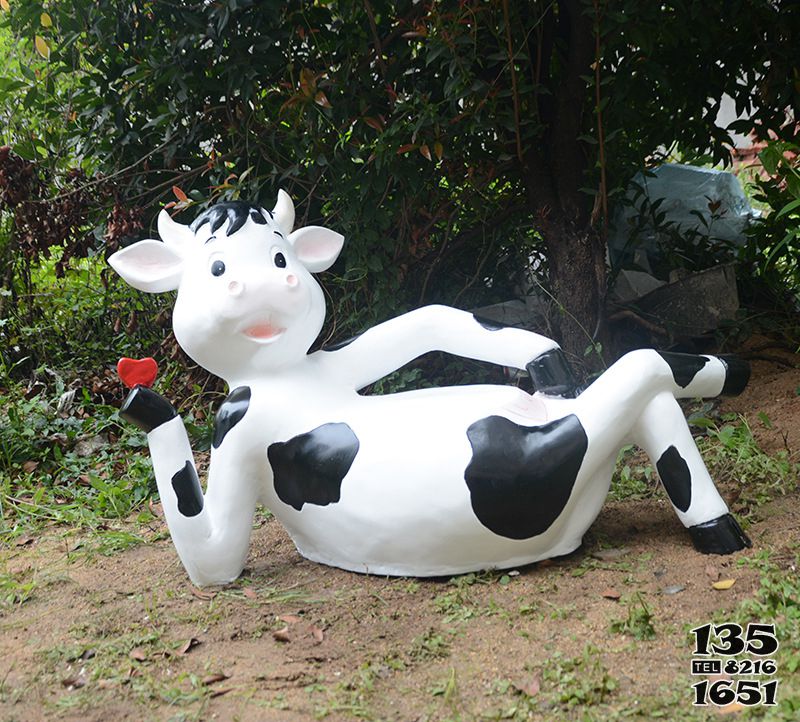 牛雕塑-公園一只臥牛凳子玻璃鋼牛雕塑 牛雕塑-公園一只臥牛凳子玻璃鋼牛雕塑高清圖片