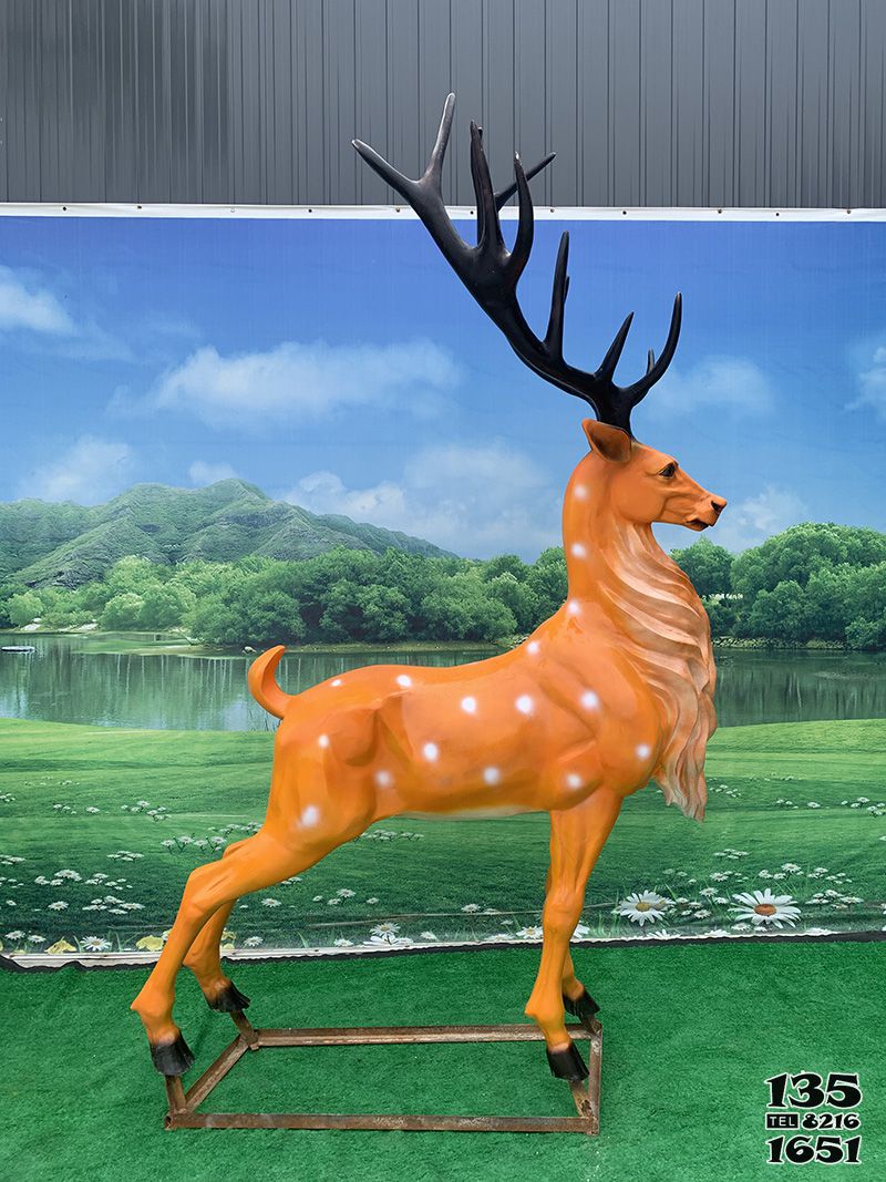 梅花鹿雕塑-戶外大型仿真動物景觀玻璃鋼梅花鹿雕塑 梅花鹿雕塑-戶外大型仿真動物景觀玻璃鋼梅花鹿雕塑