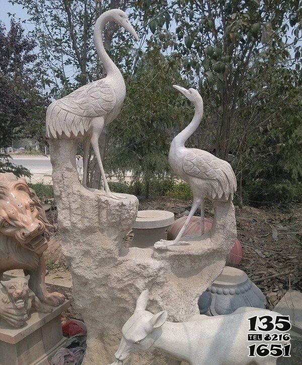 仙鶴雕塑-公園大型裝飾品擺件漢白玉石雕仙鶴雕塑 仙鶴雕塑-公園大型裝飾品擺件漢白玉石雕仙鶴雕塑高清圖片