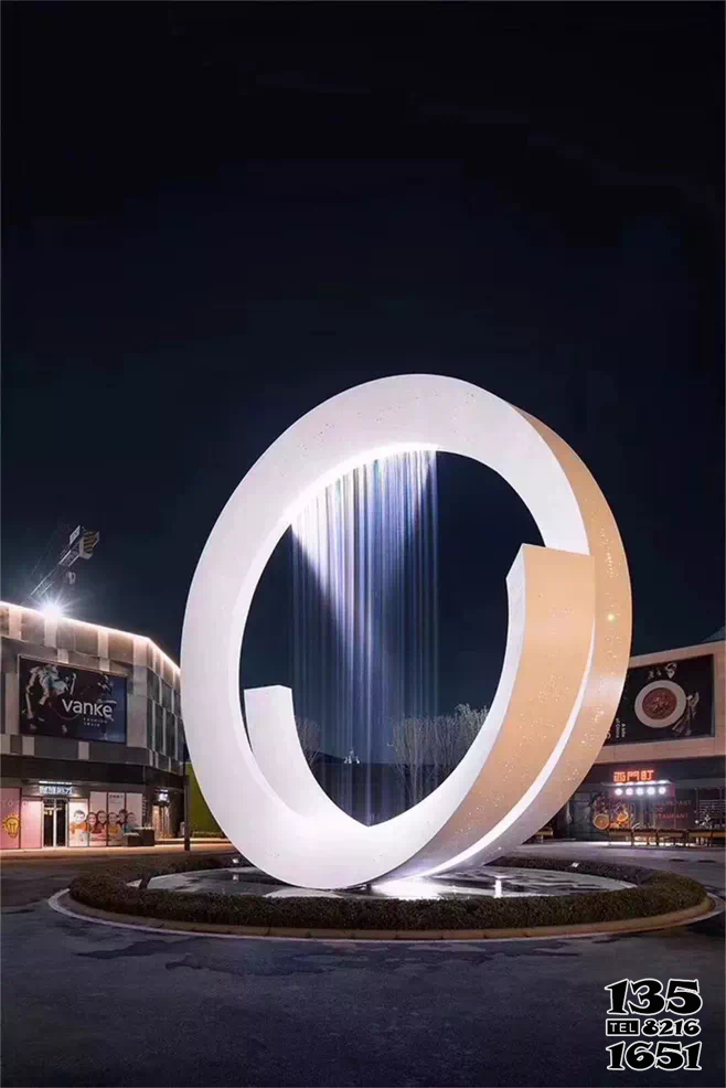 圓環雕塑-廣場不銹鋼噴漆照明圓環雕塑 圓環雕塑-廣場不銹鋼噴漆照明圓環雕塑高清圖片