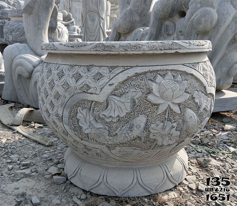缸雕塑-庭院仿古水缸景觀-石雕荷花缸雕塑 缸雕塑-庭院仿古水缸景觀-石雕荷花缸雕塑高清圖片