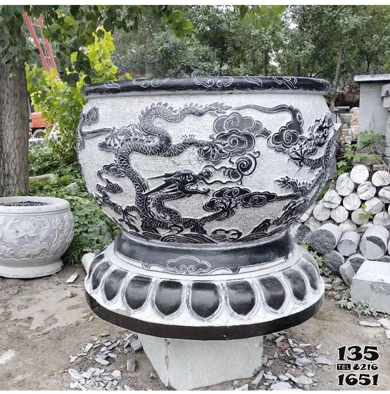 花盆雕塑-請石石雕浮雕龍花盆雕塑 花盆雕塑-請石石雕浮雕龍花盆雕塑高清圖片