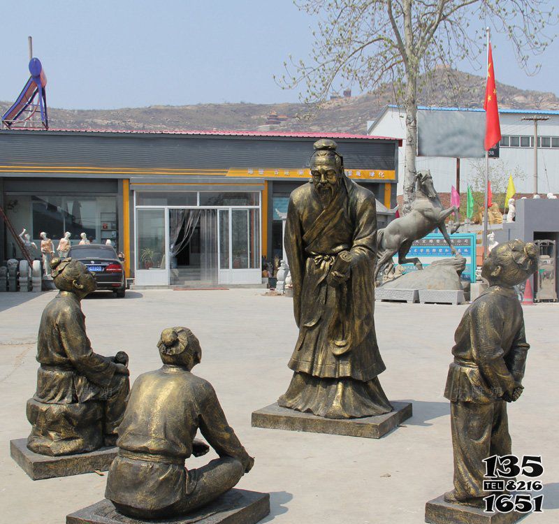 孔子雕塑-學校擺放教育家孔子講學玻璃鋼仿銅雕塑 孔子雕塑-學校擺放教育家孔子講學玻璃鋼仿銅雕塑高清圖片