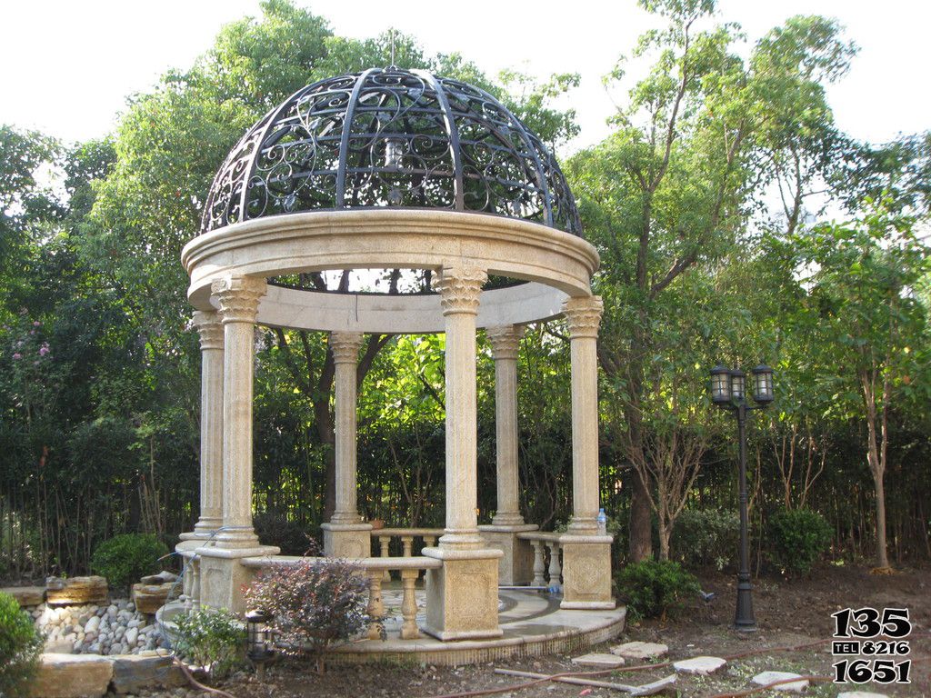 涼亭雕塑-新歐式大理石柱鐵藝鏤空涼亭休息別墅園林景觀 涼亭雕塑-新歐式大理石柱鐵藝鏤空涼亭休息別墅園林景觀