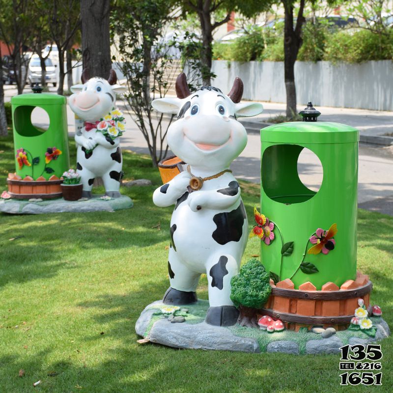 奶牛垃圾桶雕塑-游樂園幼兒園擺放奶?？ㄍɡ安Ａт摰袼芨咔鍒D片