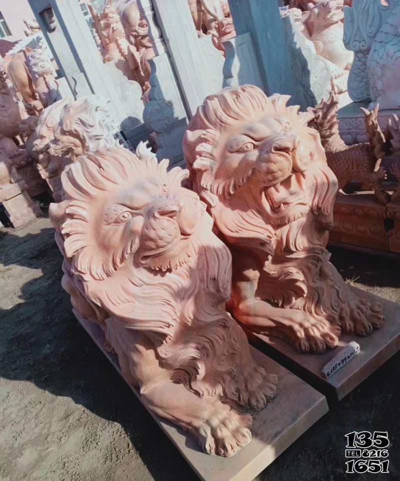 獅子雕塑-戶外園林創意晚霞紅獅子雕塑 獅子雕塑-戶外園林創意晚霞紅獅子雕塑高清圖片