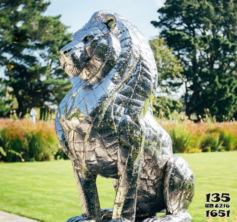 獅子雕塑-公園草坪大型戶外園林景觀不銹鋼鏡面獅子雕塑 獅子雕塑-公園草坪大型戶外園林景觀不銹鋼鏡面獅子雕塑高清圖片
