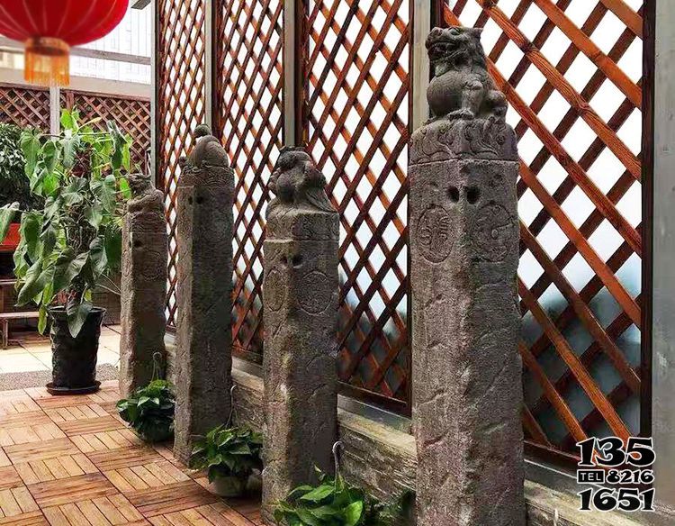 拴馬柱雕塑-中式古建筑擺放四神獸拴馬柱雕塑 拴馬柱雕塑-中式古建筑擺放四神獸拴馬柱雕塑高清圖片