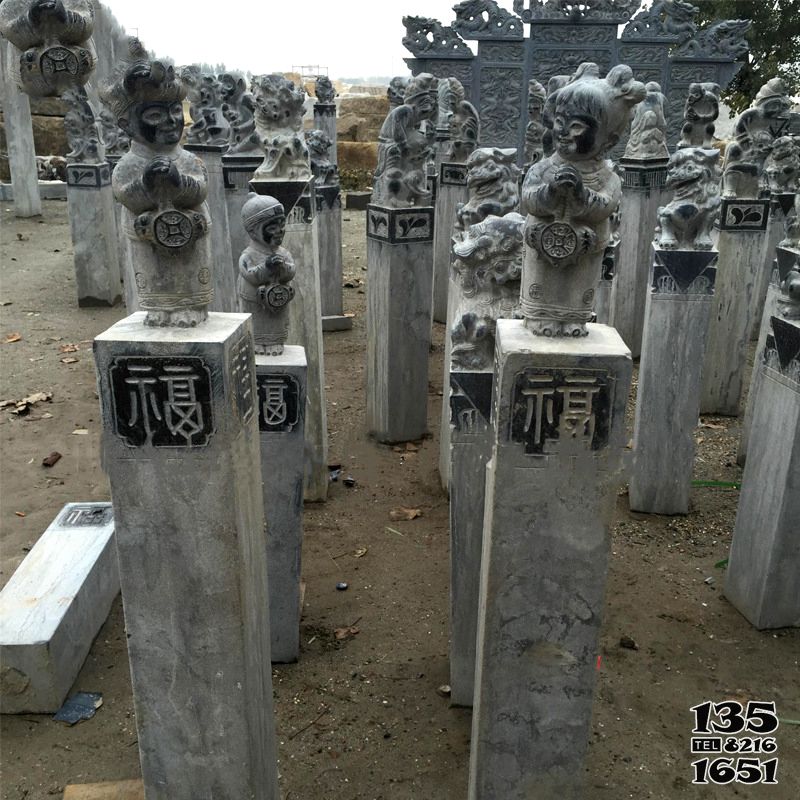 拴馬柱雕塑-善財童子浮雕拴馬柱雕塑 拴馬柱雕塑-善財童子浮雕拴馬柱雕塑高清圖片