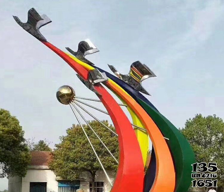 鴿子雕塑-不銹鋼創意飛翔彩繪鴿子雕塑 鴿子雕塑-不銹鋼創意飛翔彩繪鴿子雕塑高清圖片
