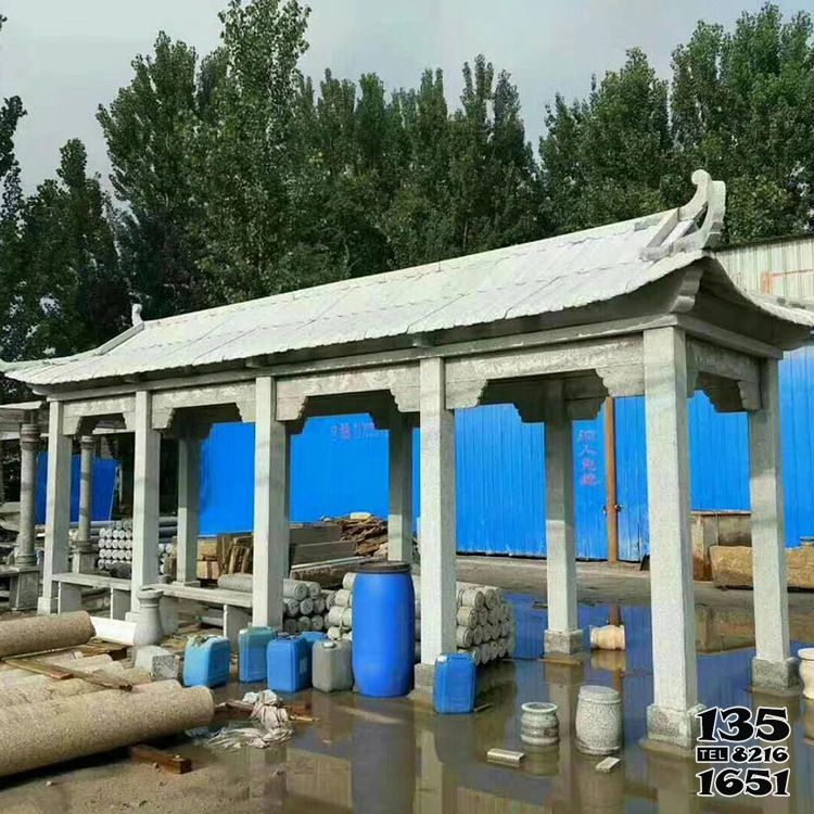 涼亭雕塑-仿古建筑醫院戶外擺放長廊石雕休息涼亭 涼亭雕塑-仿古建筑醫院戶外擺放長廊石雕休息涼亭高清圖片