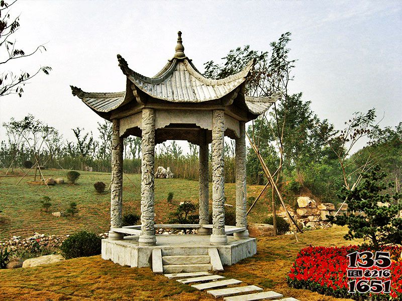 涼亭雕塑-戶外公園小區仿古青石雕刻休閑涼亭座椅 涼亭雕塑-戶外公園小區仿古青石雕刻休閑涼亭座椅高清圖片