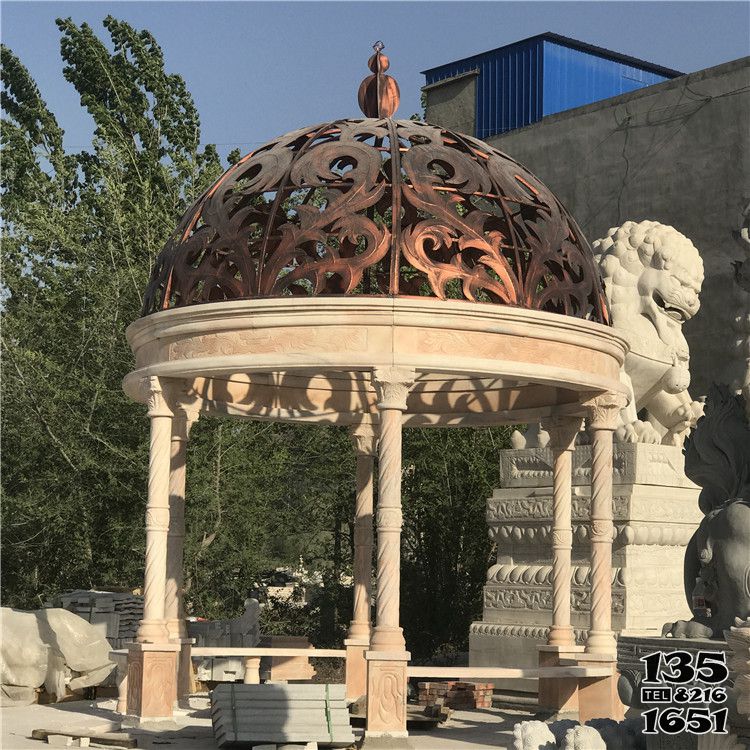 涼亭雕塑-酒店花園擺放裝飾鑄銅鏤空石柱涼亭雕塑 涼亭雕塑-酒店花園擺放裝飾鑄銅鏤空石柱涼亭雕塑高清圖片