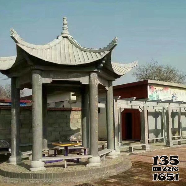 涼亭雕塑-庭院擺放仿古建筑長廊青石涼亭 涼亭雕塑-庭院擺放仿古建筑長廊青石涼亭高清圖片