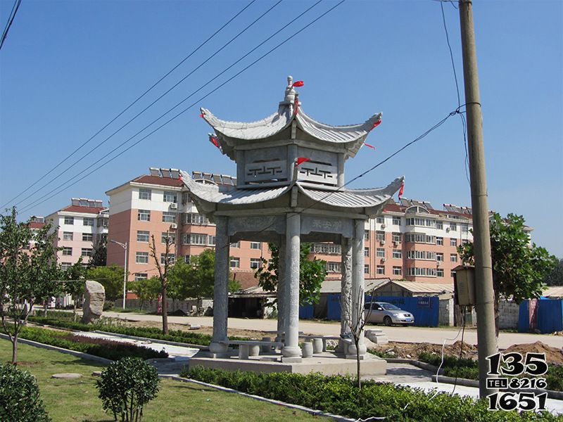涼亭雕塑-園林戶外涼亭雙層頂仿古建石雕 涼亭雕塑-園林戶外涼亭雙層頂仿古建石雕高清圖片