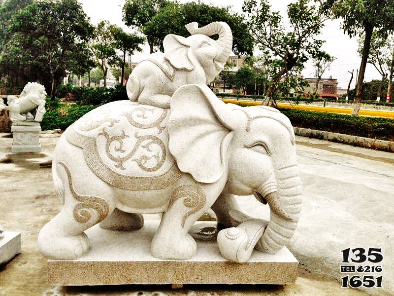 母子象雕塑-公園創意漢白玉石雕浮雕母子象雕塑 母子象雕塑-公園創意漢白玉石雕浮雕母子象雕塑高清圖片