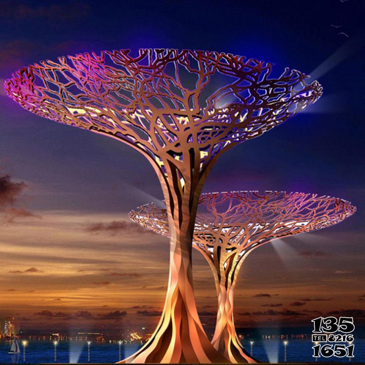 蘑菇雕塑-戶外大型不銹鋼鏤空樹蘑菇雕塑 蘑菇雕塑-戶外大型不銹鋼鏤空樹蘑菇雕塑高清圖片
