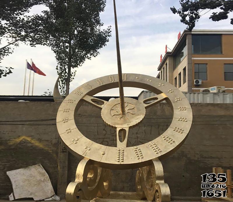 日晷雕塑-城市街道景觀擺件不銹鋼噴金日晷雕塑 日晷雕塑-城市街道景觀擺件不銹鋼噴金日晷雕塑