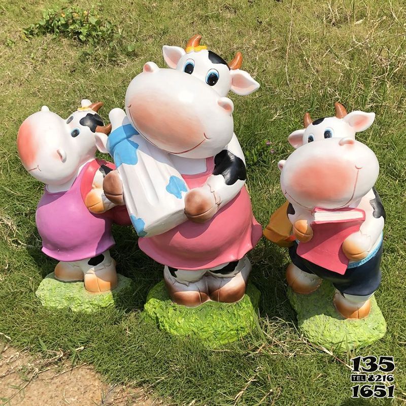 牛雕塑-幼兒園三只呆萌卡通玻璃鋼牛雕塑 牛雕塑-幼兒園三只呆萌卡通玻璃鋼牛雕塑高清圖片
