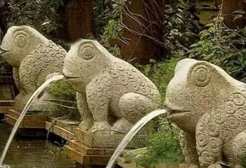 青蛙雕塑-別墅三只砂巖創意青蛙雕塑
