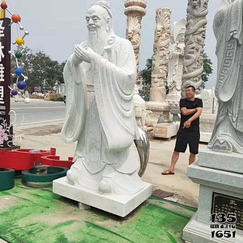 孔子雕塑-春秋時期儒家學派教育家孔子大理石雕像校園擺件 孔子雕塑-春秋時期儒家學派教育家孔子大理石雕像校園擺件高清圖片