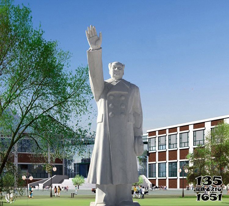 毛澤東雕塑-校園揮手的毛主席石雕毛澤東雕塑 毛澤東雕塑-校園揮手的毛主席石雕毛澤東雕塑高清圖片