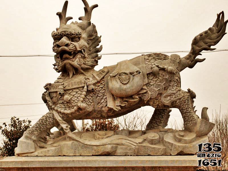 麒麟雕塑-廣場大型景觀大理石石麒麟雕塑 麒麟雕塑-廣場大型景觀大理石石麒麟雕塑高清圖片