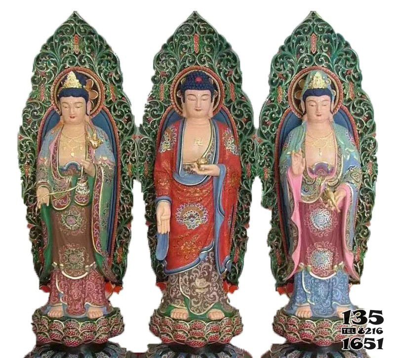 三圣雕塑-寺廟彩繪鑄銅西方三圣雕塑 三圣雕塑-寺廟彩繪鑄銅西方三圣雕塑高清圖片