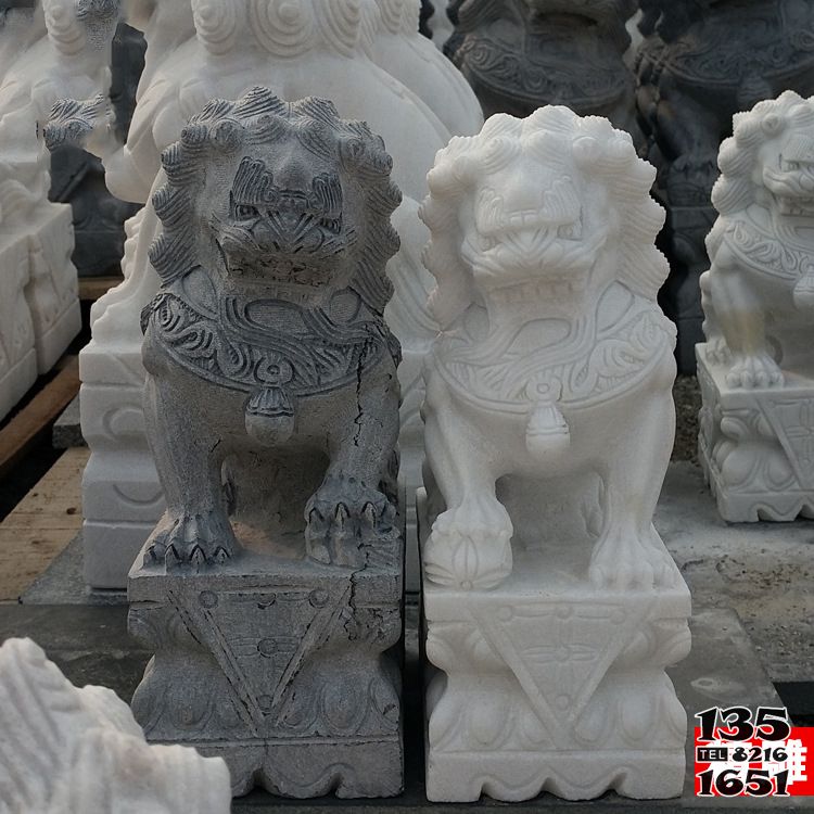 獅子雕塑-小型浮雕大理石家用門前納福風水獅子擺件 獅子雕塑-小型浮雕大理石家用門前納福風水獅子擺件高清圖片