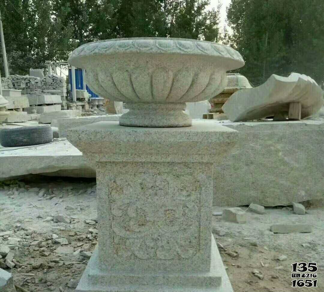 花盆雕塑-戶外景區大理石石雕花盆雕塑 花盆雕塑-戶外景區大理石石雕花盆雕塑高清圖片