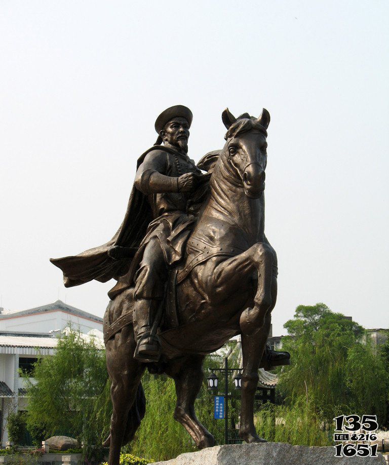 騎馬雕塑-公園銅雕清朝人物騎馬雕塑 騎馬雕塑-公園銅雕清朝人物騎馬雕塑高清圖片