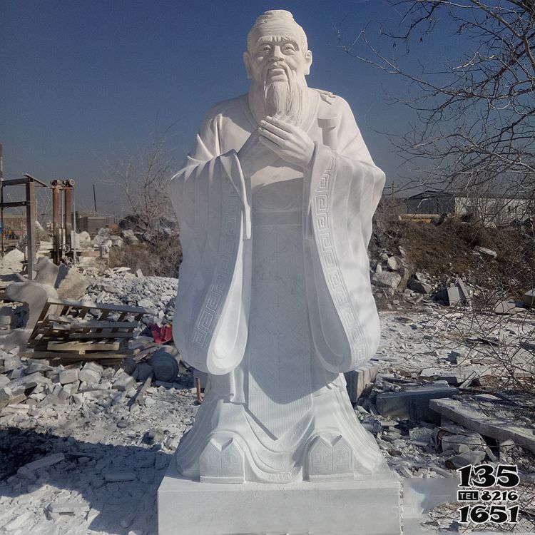 孔子雕塑-夫子廟儒家創始人孔子漢白玉石雕像 孔子雕塑-夫子廟儒家創始人孔子漢白玉石雕像高清圖片