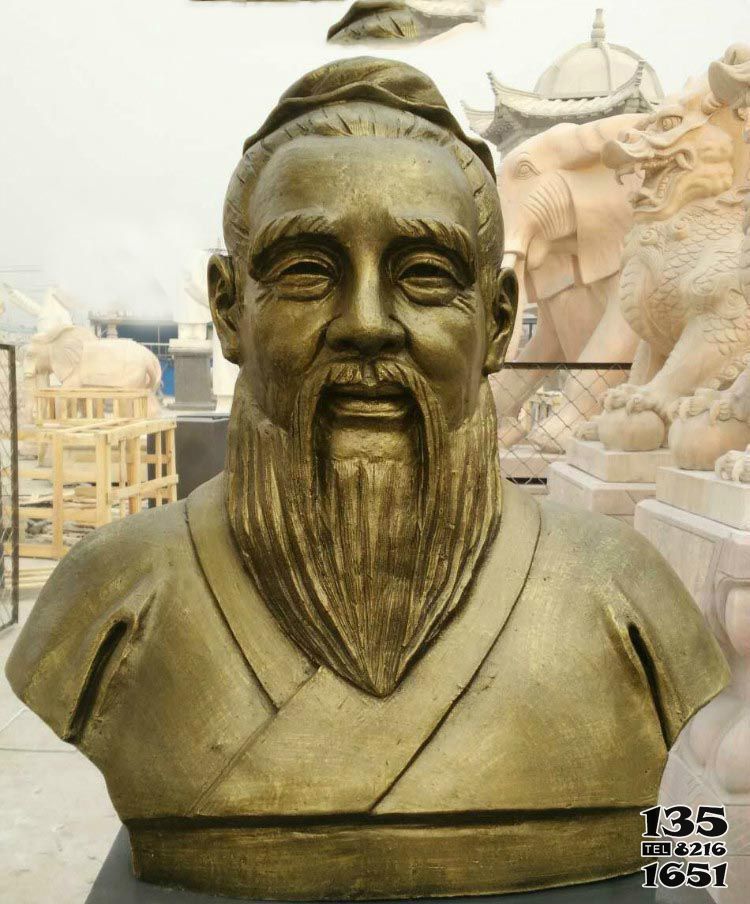 孔子雕塑-景點校園教育家孔子胸像玻璃鋼仿銅雕塑 孔子雕塑-景點校園教育家孔子胸像玻璃鋼仿銅雕塑高清圖片