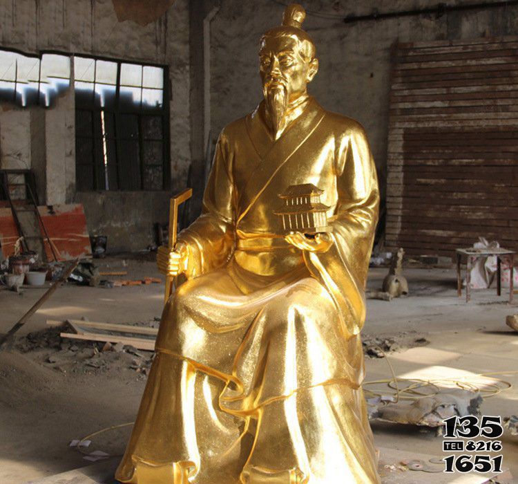 魯班雕塑-景區園林擺放噴漆坐式魯班玻璃鋼雕塑 魯班雕塑-景區園林擺放噴漆坐式魯班玻璃鋼雕塑高清圖片