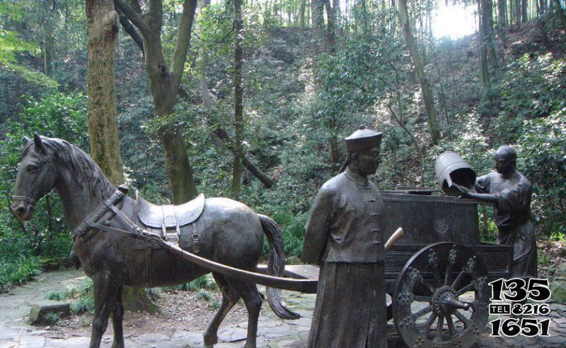 馬車雕塑-景區商業街擺放做舊仿古兒童打水青銅馬車雕塑 馬車雕塑-景區商業街擺放做舊仿古兒童打水青銅馬車雕塑高清圖片