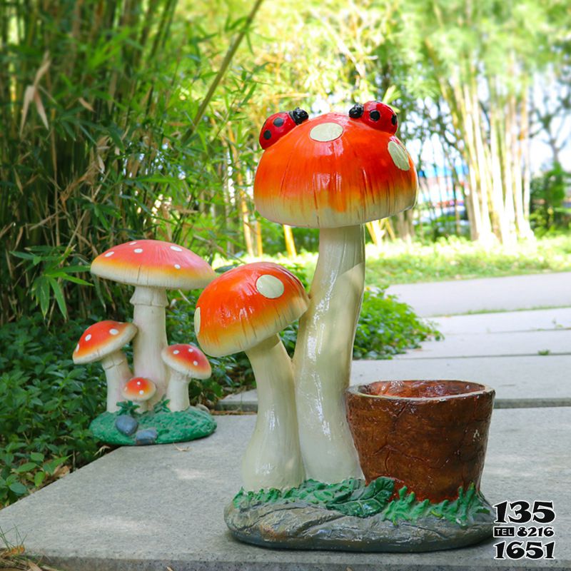 蘑菇雕塑-公園玻璃鋼擦黃奕彩繪花盆蘑菇雕塑 蘑菇雕塑-公園玻璃鋼擦黃奕彩繪花盆蘑菇雕塑