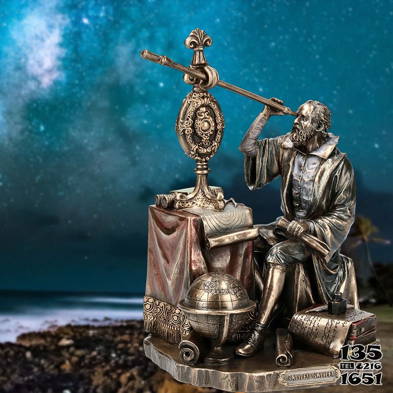 伽利略雕塑-情景銅雕浮雕看天像的伽利略雕塑 伽利略雕塑-情景銅雕浮雕看天像的伽利略雕塑高清圖片