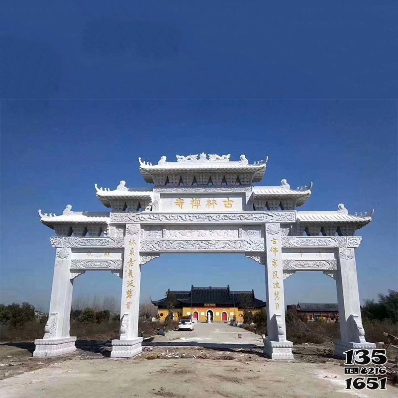 牌坊雕塑-景區寺廟漢白玉三門石牌樓 牌坊雕塑-景區寺廟漢白玉三門石牌樓高清圖片