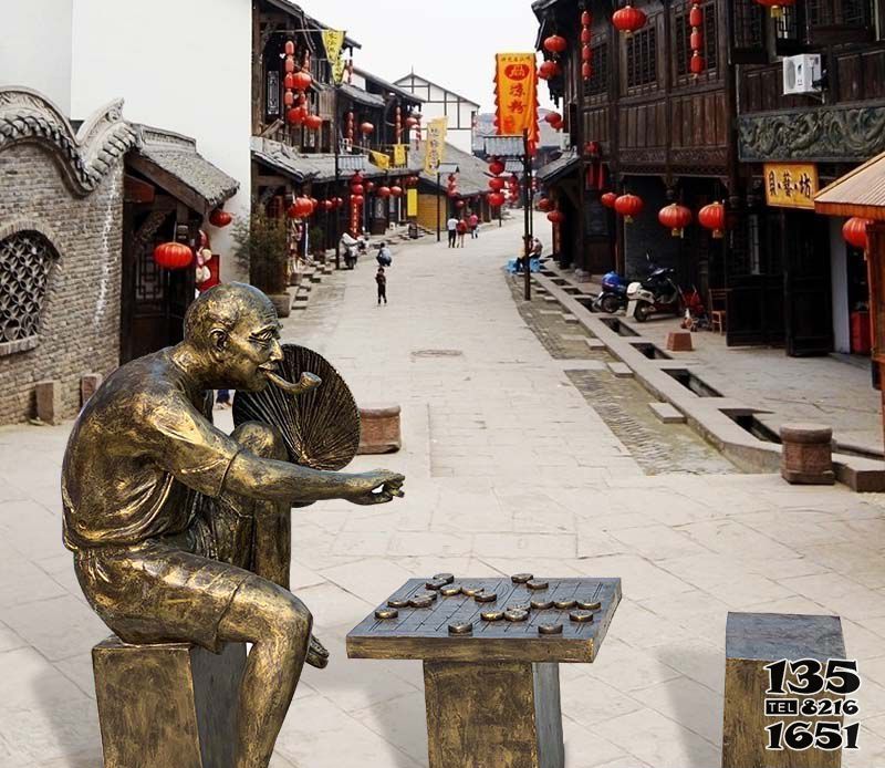 下棋雕塑-步行街下象棋人物銅雕下棋雕塑 下棋雕塑-步行街下象棋人物銅雕下棋雕塑高清圖片