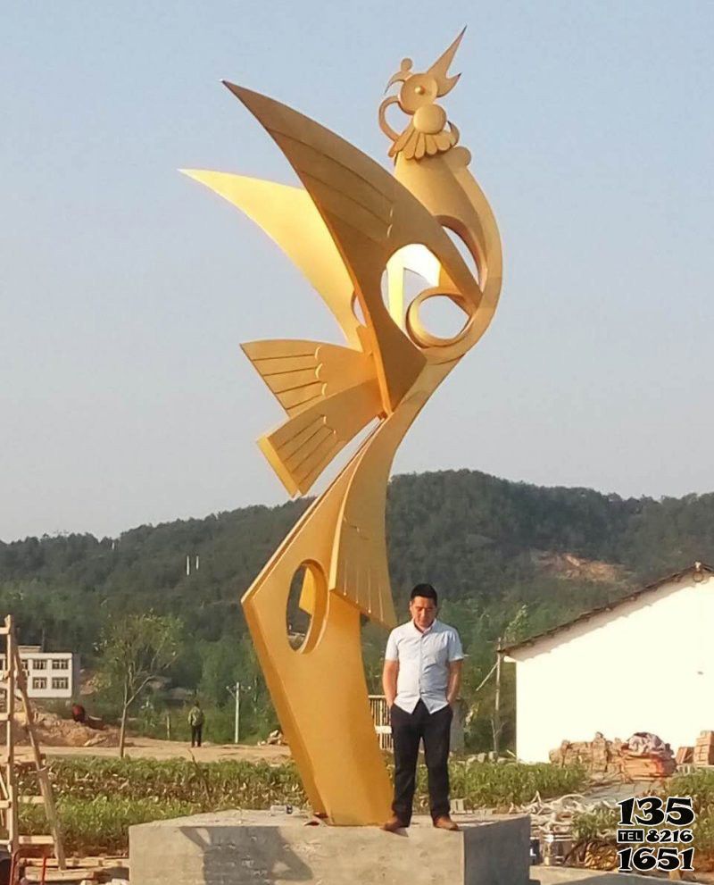 鳳凰雕塑-景區戶外不銹鋼噴金烤漆鳳凰雕塑 鳳凰雕塑-景區戶外不銹鋼噴金烤漆鳳凰雕塑高清圖片