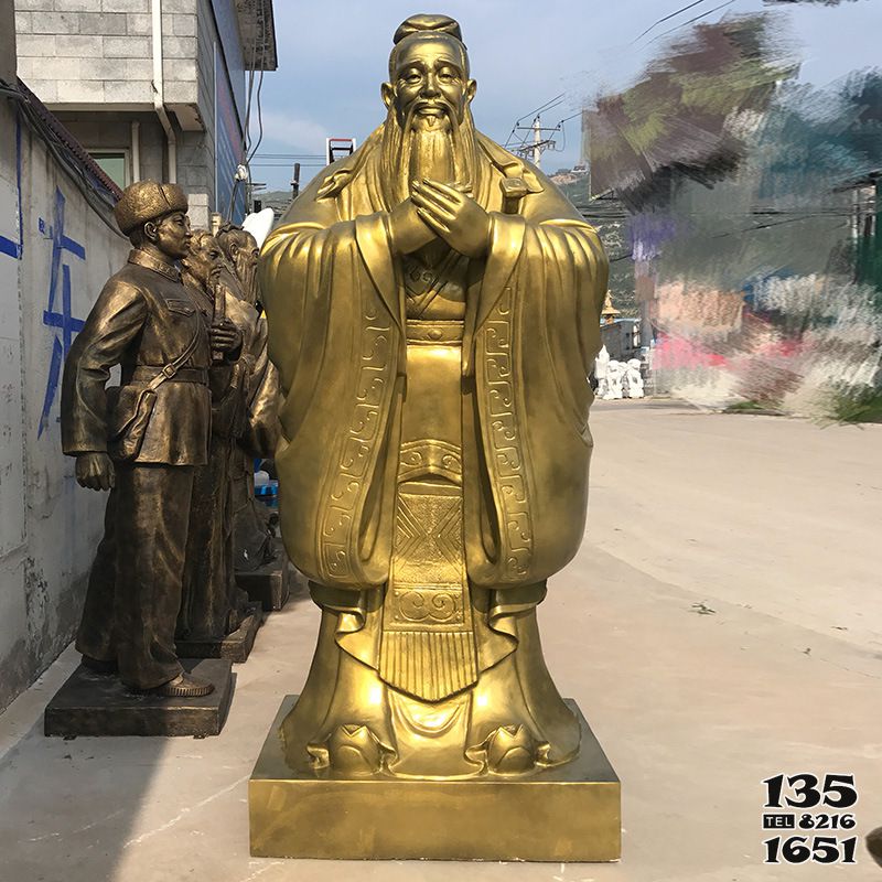 孔子雕塑-學院廣場擺放玻璃鋼仿銅雕孔子雕塑 孔子雕塑-學院廣場擺放玻璃鋼仿銅雕孔子雕塑