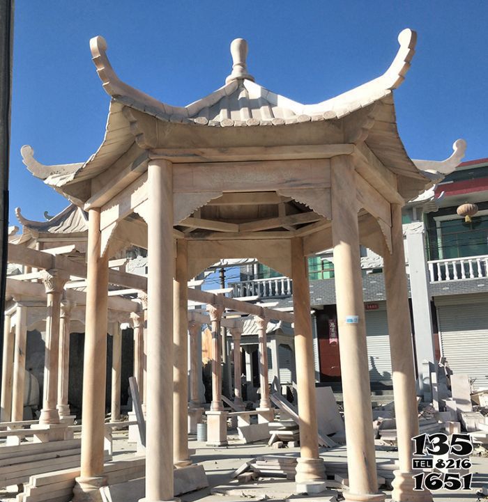 涼亭雕塑-學(xué)校大理石晚霞紅六角休閑涼亭 涼亭雕塑-學(xué)校大理石晚霞紅六角休閑涼亭高清圖片