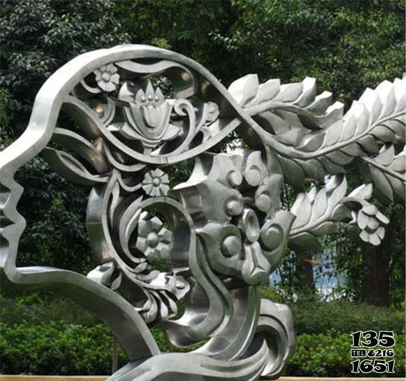 美女雕塑-不銹鋼公園抽象美女頭像雕塑 美女雕塑-不銹鋼公園抽象美女頭像雕塑高清圖片