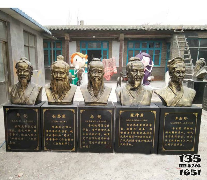 名醫雕塑-學院公園擺放古代名醫人物胸像鑄銅雕 名醫雕塑-學院公園擺放古代名醫人物胸像鑄銅雕高清圖片