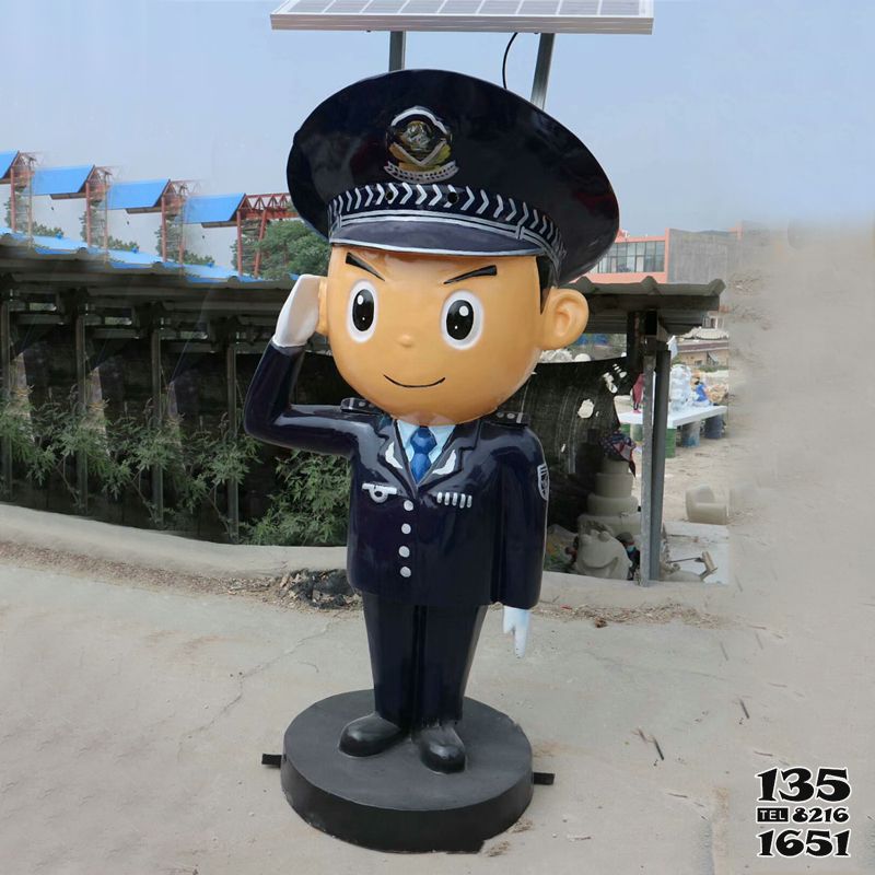 警察雕塑-公園玻璃鋼樹脂敬禮的警察雕塑 警察雕塑-公園玻璃鋼樹脂敬禮的警察雕塑高清圖片