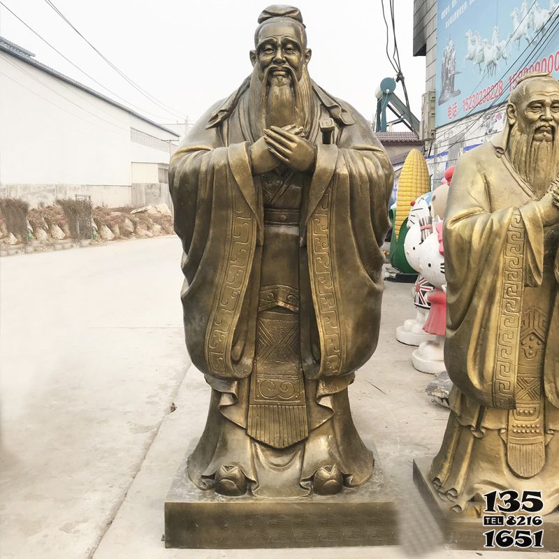 孔子雕塑-中國歷史名人孔子玻璃鋼仿銅雕塑 孔子雕塑-中國歷史名人孔子玻璃鋼仿銅雕塑