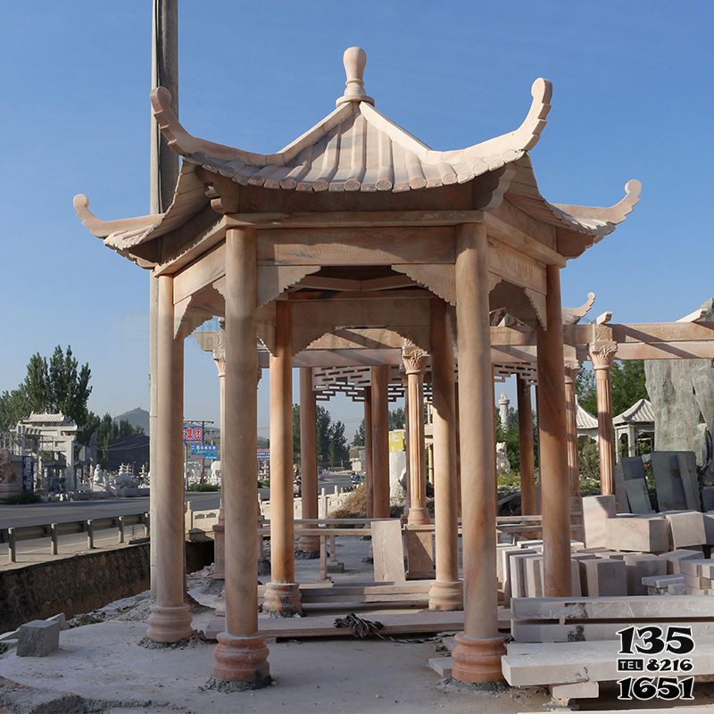 涼亭雕塑-仿古建筑戶外擺放涼亭園林擺放晚霞紅雕塑 涼亭雕塑-仿古建筑戶外擺放涼亭園林擺放晚霞紅雕塑高清圖片