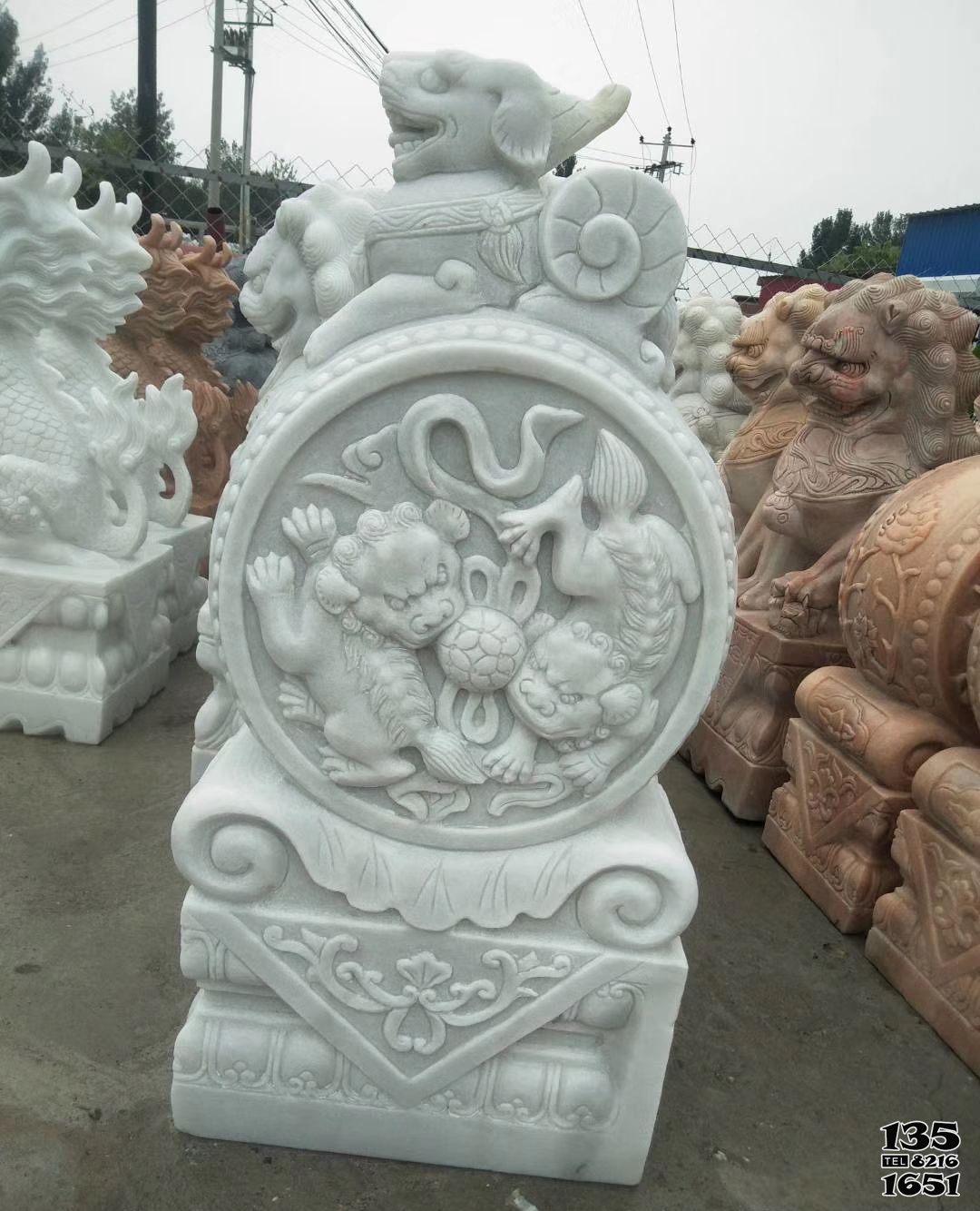 貔貅雕塑-庭院寺廟漢白玉石雕貔貅雕塑 貔貅雕塑-庭院寺廟漢白玉石雕貔貅雕塑高清圖片
